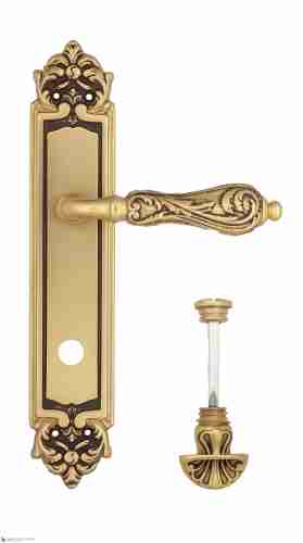 Дверная ручка Venezia "MONTE CRISTO" WC-4 на планке PL96 французское золото + коричневый