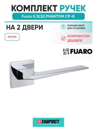 Комплект на 2 двери - Ручка дверная межкомнатная Fuaro K.SL52.PHANTOM CP-8 хром