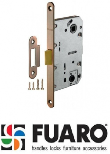 Защелка дверная межкомнатная Fuaro Plastic P12-45-25 AB бронза с пластиковым язычком