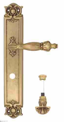 Дверная ручка Venezia "OLIMPO" WC-4 на планке PL97 французское золото + коричневый