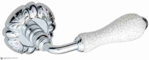 Дверная ручка Venezia "COLOSSEO" белая керамика паутинка D5 полированный хром