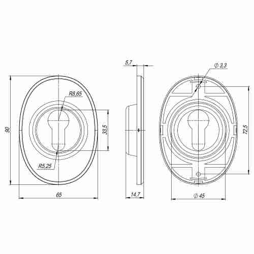 Декоративная накладка утоп. ESC 473 U eco СP ХРОМ на цилиндр