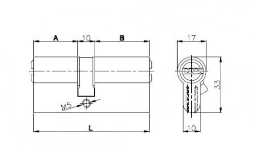 Цилиндровый механизм с вертушкой KALE KILIT 164 OBS SCE/100 (45+10+45) mm латунь 5 кл.