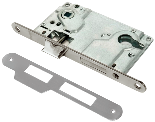 Замок RENZ INLBB 8550-2/1 SN 1 ригель и защелка, с подшипниками, никель матовый