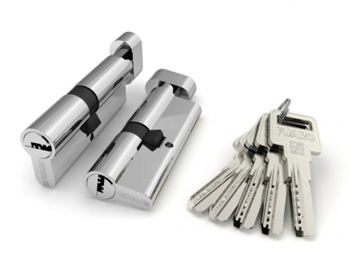 Цилиндровый механизм с вертушкой Fuaro R602/90 mm (40+10+40) CP хром 5 кл.