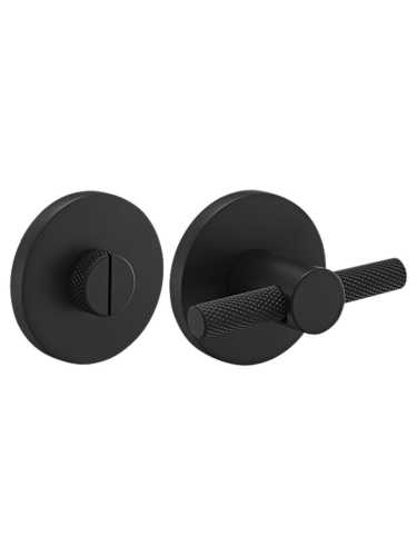 Комплект дверных ручек Morelli MH-57-R6T BL с заверткой MH-WC-R6T BL + магнитный замок M1895 BL, цвет черный