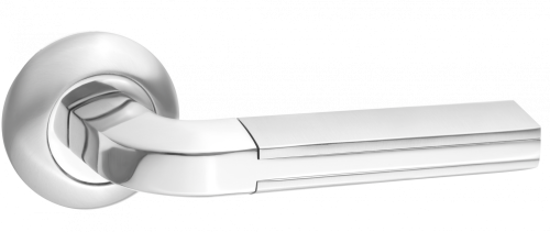 Ручки дверные RENZ INDH 84-08 SN/NP Адриано никель матовый/никель блестящий