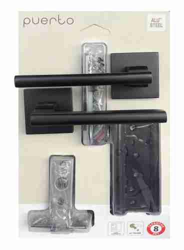 Комплект дверной фурнитуры PUERTO (ручка 514-03, защелка м/к, петли безВР), черный