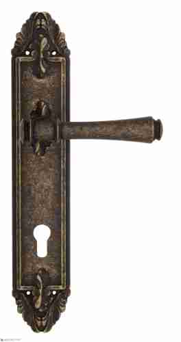 Дверная ручка Venezia "CALLISTO" CYL на планке PL90 античная бронза