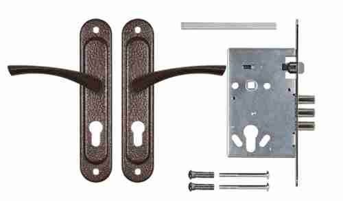 Корпус врезного замка с ручками на планке KIT А7-5555/3 W/B MOS