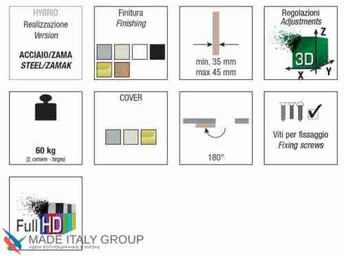Kubica 2760 DXSX, NR петля скрытая универсальная ЧЕРНЫЙ (60 kg)