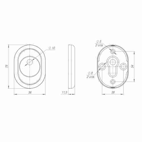 Накладка на шток цилиндра ESC.O/CRE/OV.14 (ESC-14-O) CP хром (2шт. в уп.,отгр. по 1 шт)