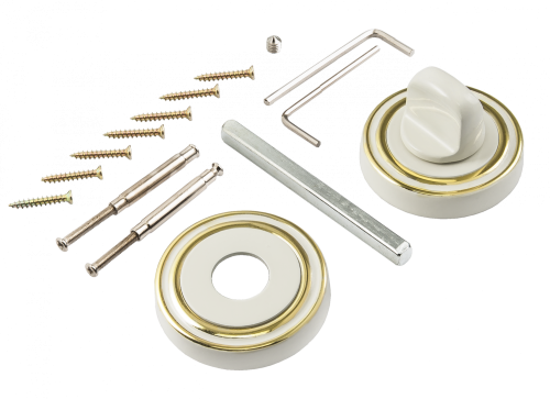 Завертка к ручкам RENZ INBK 16 MSW/GP матовый супер белый/латунь блестящая