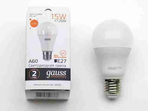 Лампа светодиодная Gauss E27 15W 3000K матовая 23215