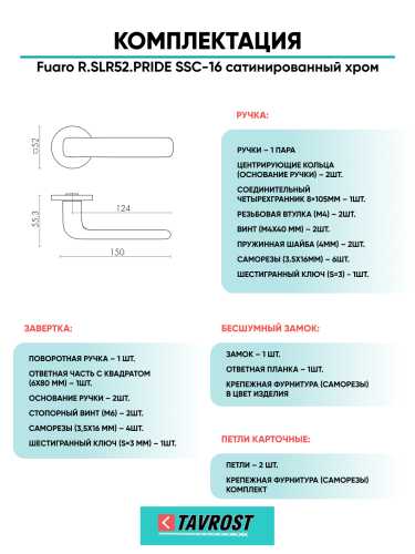 Ручка дверная Fuaro (Фуаро) межкомнатная R.SLR52.PRIDE SSC-16 сатинированный хром  Набор 5