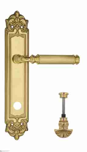 Дверная ручка Venezia "MOSCA" WC-4 на планке PL96 полированная латунь