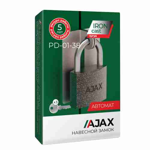 Замок навесной Ajax PD-01-38 англ. 3 кл. коробка