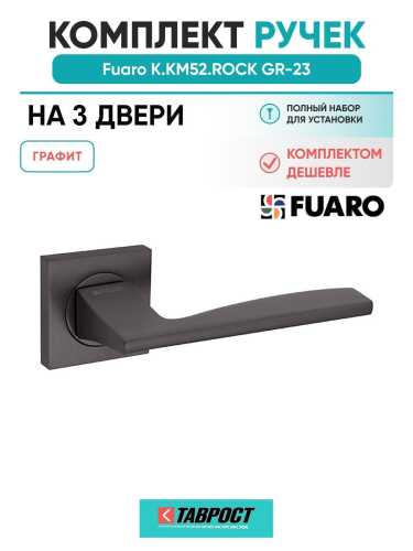 Комплект на 3 двери - Ручка дверная межкомнатная Fuaro K.KM52.ROCK GR-23 графит