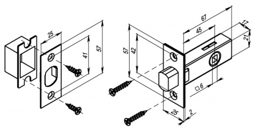 Задвижка дверная врезная Punto DB-45 GP золото