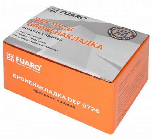 Броненакладка врезная с чашкой  Fuaro DEF 9726 M6x90 (в к-те с накл. на цил-р) CP-8 хром