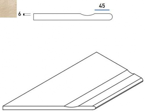 Бортик с выемкой закруглённый левый Italon Materia Magnesio Bordo Svasato Round Sx  620090000398 60х30