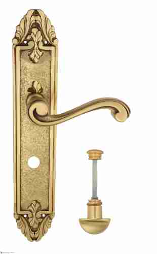 Дверная ручка Venezia "VIVALDI" WC-2 на планке PL90 французское золото + коричневый