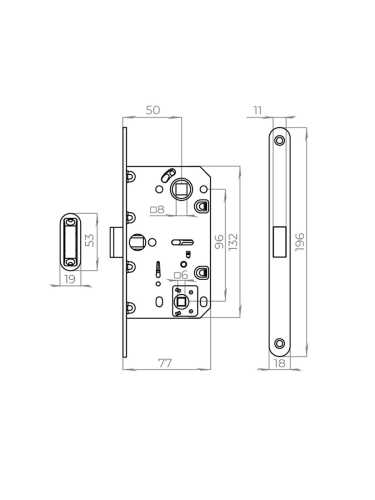 Защелка врезная MAGNLN96WC-50 (LN96WC-50) SN мат.никель