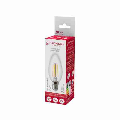 Лампа светодиодная филаментная Thomson E14 11W 6500K свеча прозрачная TH-B2371