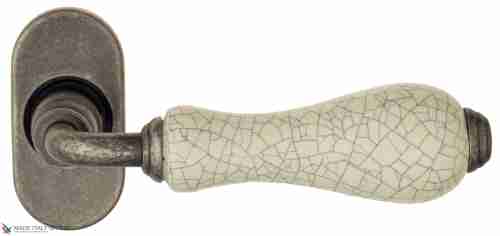 Дверная ручка для профильных дверей Venezia "COLOSSEO" белая керамика паутинка EP античное серебро