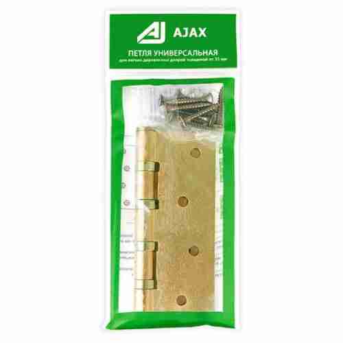 Комплект 10 шт. - Петля дверная стальная универсальная AJAX 4B/P 100x70x2 SB (мат. золото) пакет