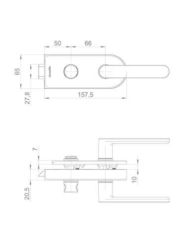 Комплект: замок+ручка Armadillo (Армадилло) для стеклянной двери Space.GL.LWC BL черный