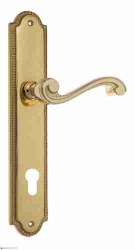 Дверная ручка Venezia "VIVALDI" CYL на планке PL98 полированная латунь