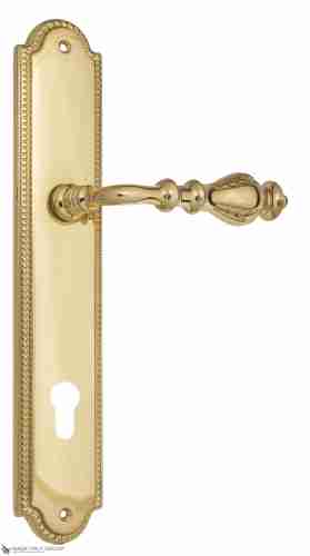 Дверная ручка Venezia "GIFESTION" CYL на планке PL98 полированная латунь