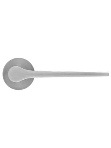 Ручка дверная Morelli LAND MH-60-R6 MSC раздельная на круглой розетке 6 мм, цвет мат. сатин. хром, ЦАМ Light