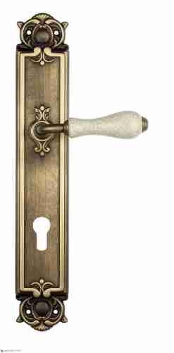 Дверная ручка Venezia "COLOSSEO" белая керамика паутинка CYL на планке PL97 матовая бронза