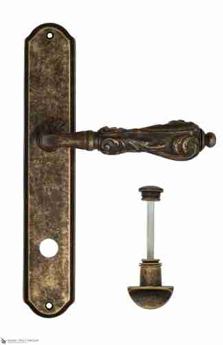 Дверная ручка Venezia "MONTE CRISTO" WC-2 на планке PL02 античная бронза