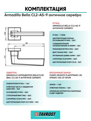 Комплект: Ручки Armadillo Urban Groove USQ5 SN/СР/SN-12+Завертка+Бесшумн замок Fuaro/мат никель/хром