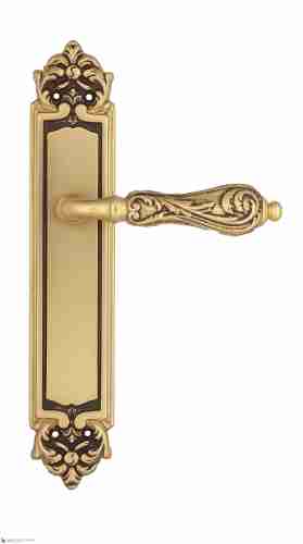 Дверная ручка Venezia "MONTE CRISTO" на планке PL96 французское золото + коричневый