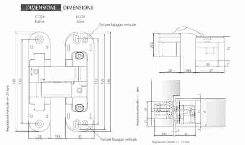 Комплект 8 шт. - Петля дверная скрытой установки Morelli HH-5 PG золото