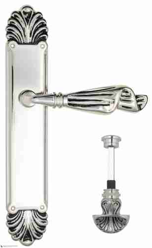 Дверная ручка Venezia "OPERA" WC-4 на планке PL87 натуральное серебро + черный