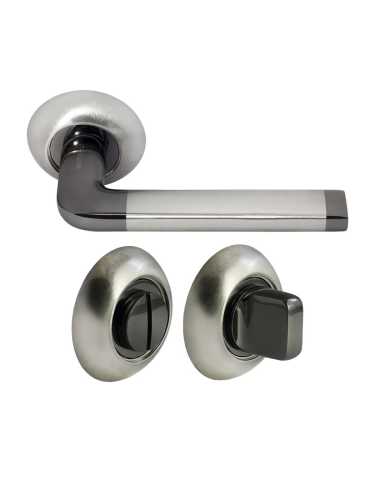 Комплект дверных ручек Morelli MH-03 SN/BN с заверткой MH-WC SN/BN, цвет матовый никель