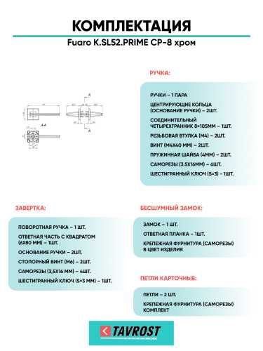 Ручка дверная Fuaro (Фуаро) межкомнатная K.SL52.PRIME (PRIME SL) CP-8 хром  Набор 5