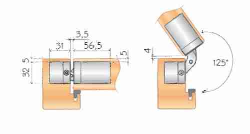 Петля дверная скрытой установки AGB ECLIPSE 3.2 SELF мат хром Е390000334 без накладок