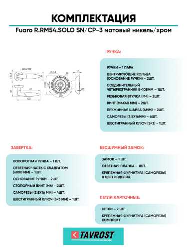 Ручка дверная Fuaro (Фуаро) межкомнатная R.RM54.SOLO (SOLO RM) SN/CP-3 матовый никель/хром  Набор 5