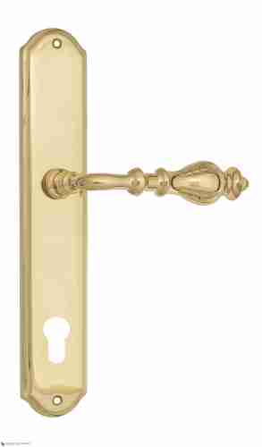 Дверная ручка Venezia "GIFESTION" CYL на планке PL02 полированная латунь