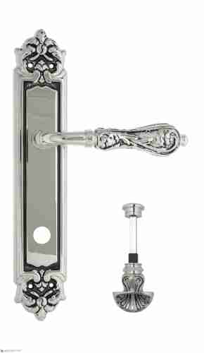 Дверная ручка Venezia "MONTE CRISTO" WC-4 на планке PL96 натуральное серебро + черный