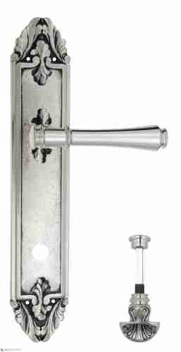 Дверная ручка Venezia "CALLISTO" WC-4 на планке PL90 натуральное серебро + черный