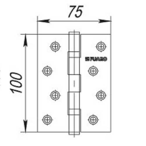 Комплект 4 шт. - Петля дверная стальная универсальная Fuaro 2BB 100x75x2,5 SB (мат. золото)