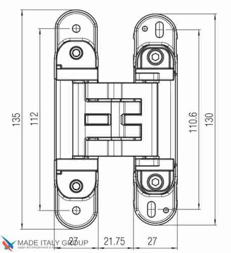 Kubica 2760 DXSX, BI петля скрытая универсальная БЕЛЫЙ (60 kg)