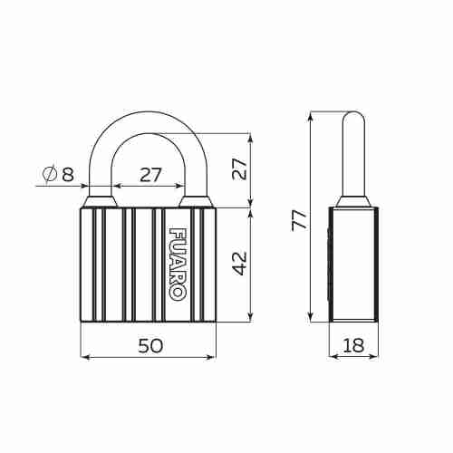 Замок Fuaro (Фуаро) навесной PL-UNI-0450 3key